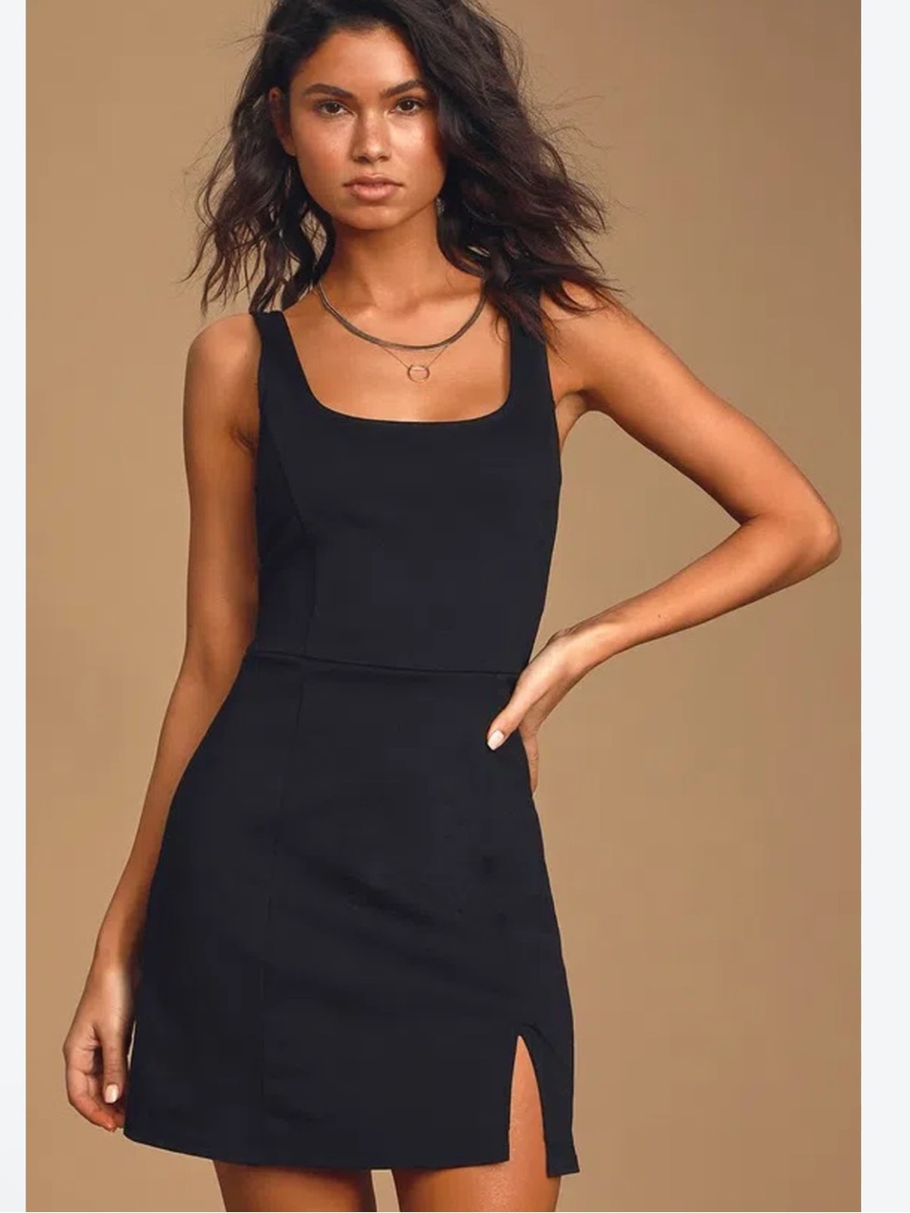 Lulu's Sleek Black Mini Tank Dress